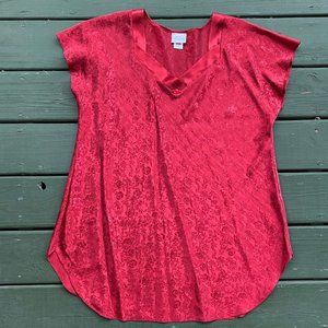 Red Floral Short Sleeve Nightgown Size Large